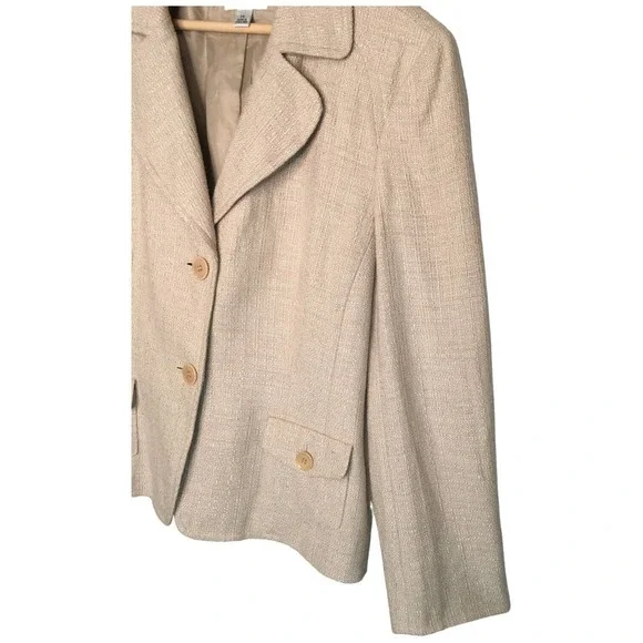 Vintage Talbots Blazer Lined Pockets Notched Collar Career Womens Tan 14 - Picture 3 of 10